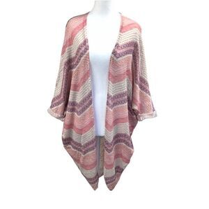 Mudd Multicolor Chevron Knit Open Front Cardigan Sz L